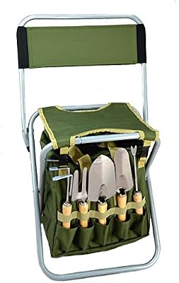 10-piece Gardening Tool Set with Zippered Detachable Tote and Folding Stool Seat with Backrest — view 2