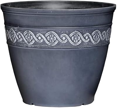 Corinthian Round Planter Pot w/Drainage Holes, 10" Storm Gray — view 2