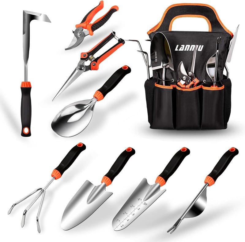 9 Piece Garden Tool Set, Heavy Duty Gardening Hand Tools Kit
