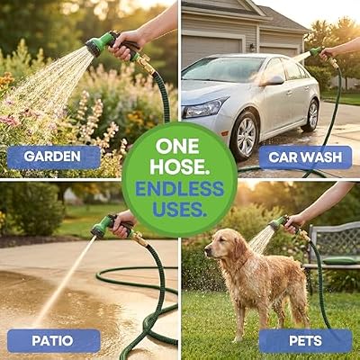 J&B XpandaHose 100ft Expandable Garden Hose, Lightweight, Brass Connectors — view 4