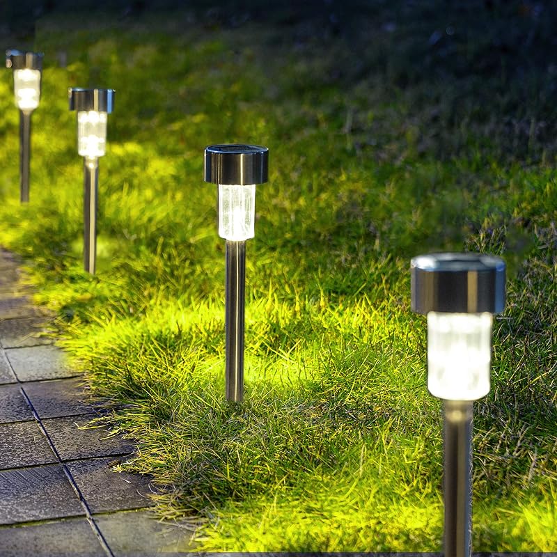 GIGALUMI Outdoor Waterproof Solar Pathway Lights, 12 Pack Cold White