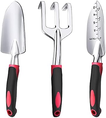 Garden Tool Set, 3 Pieces Aluminum Heavy Gardening Kit Including Hand Shovel, Transplant Shovel and Hand Rake… — view 2