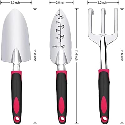 Garden Tool Set, 3 Pieces Aluminum Heavy Gardening Kit Including Hand Shovel, Transplant Shovel and Hand Rake… — view 3
