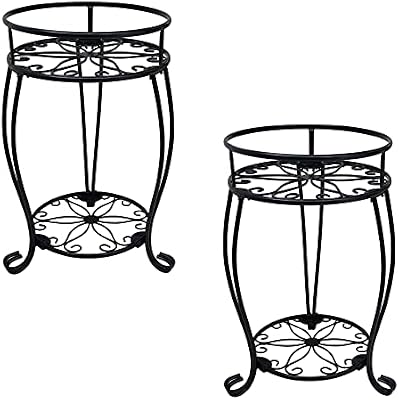 CASIMR 2-Pack Plant Stand, 2 Tier 19.2 inch Tall Metal Potted Holder Rack,Indoor Outdoor Multiple Flower Pot… — view 2