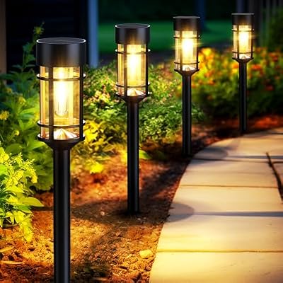 Mancra Solar Pathway Lights, 8 Pack LED Solar Lights Outdoor Waterproof, Glass Metal Garden Lighting for Yard… — view 2