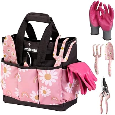 WORKPRO 5PCS Gardening Tools, Aluminum Heavy Duty Garden Tool Set with Bag — view 2