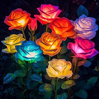 Solar Flowers Lights Outdoor Waterproof: 4pack Garden Lights Yard Decor — view 2