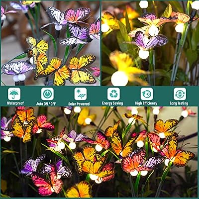 TONULAX Solar Garden Lights - 4 Pack Swaying Butterfly Light, Swaying in The Wind, Solar Outdoor Lights, Yard… — view 4