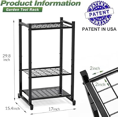 Garden Tool Organizer, Garage Tool Organizer & Garage Organization, Heavy Duty Steel Tool Storage Rack Holds… — view 3