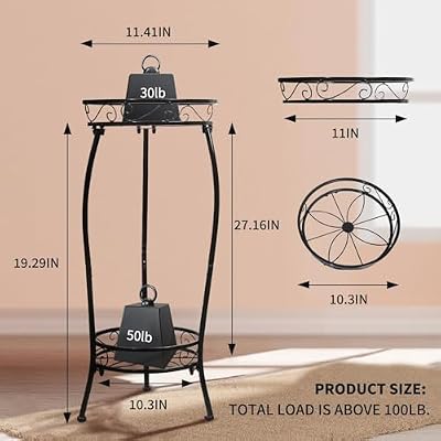 Plant Stand Indoor Outdoor 2 Tier 27" Tall Metal Potted Holder Rack Flower Pot Stand Heavy Duty Plant Shelf R… — view 4