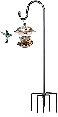 Shepherd Hooks for Outdoor, 1 Pack 62 Inch Bird Feeder Pole with 5 Prongs Base for Hanging Lantern, Hummingbi… — view 2