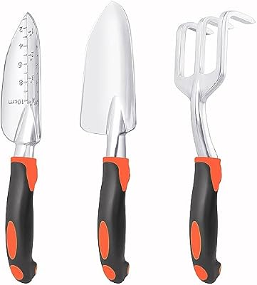 Garden Tools Set, 3 Pack Heavy Duty Gardening Tools Set Include Garden Shovel, Transplant Trowel and Hand Rak… — view 2