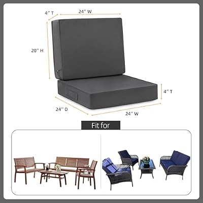 Favoyard Deep Seat Patio Cushion Set 24 x 24 Inch Waterproof Outdoor Chair Cushions for Patio Furniture with… — view 3