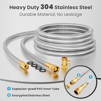 Giraffe Tools Garden Hose 50ft x 5/8", 304 Stainless Steel Metal Water Hose — view 3