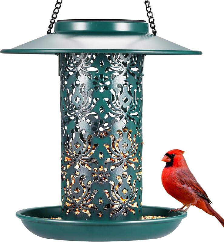 SWEETFULL Solar Bird Feeders for Outside Metal Outdoor Hanging,Wild feeders as Gift Ideas Lovers Garden Yard…