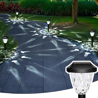 GIGALUMI Cool Outdoor Solar Garden Path Lights, Waterproof 8PK — view 3