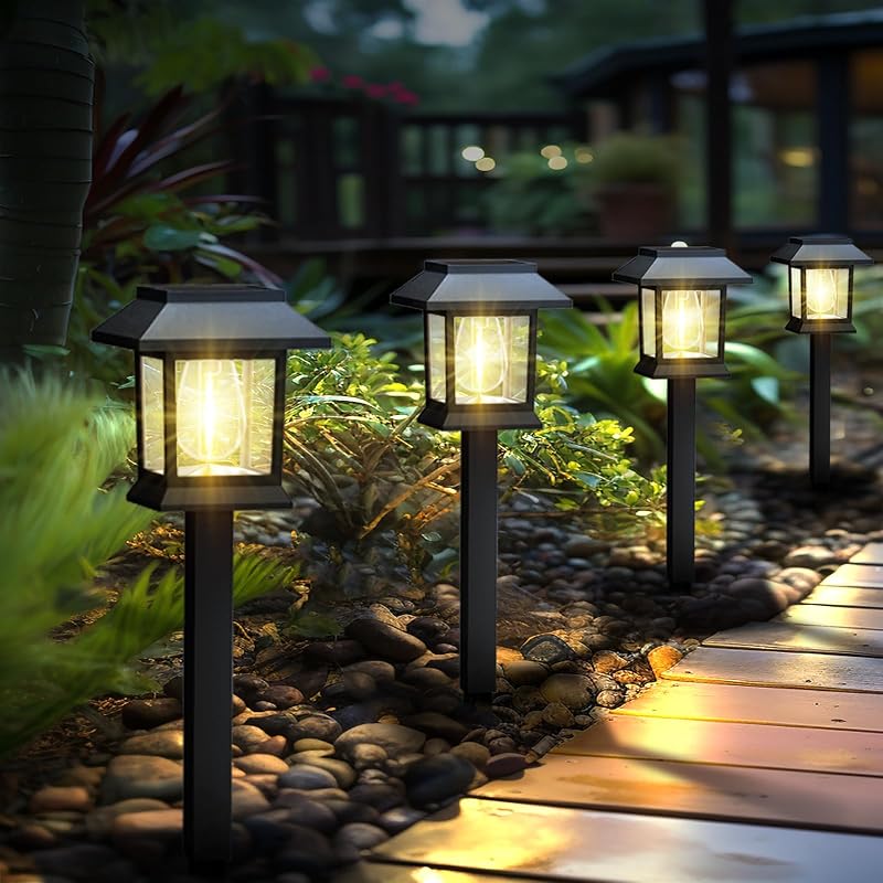 Greluna Solar Lights Outdoor,12 Pack 3000K Waterproof Auto On/Off Solar Pathway Lights for Your Garden, Lands…