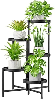 iDavosic.ly 5 Tier Large Plant Stand Indoor Outdoor, 10 In Wide Tray, Black — view 2