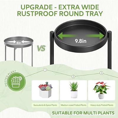 iDavosic.ly 5 Tier Large Plant Stand Indoor Outdoor, 10 In Wide Tray, Black — view 4