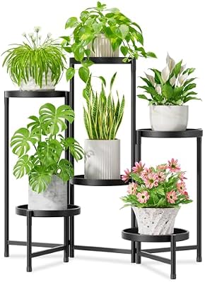 iDavosic.ly 6 Tier Large Plant Stand Indoor Outdoor, 10 In Wide Tray, Black — view 2