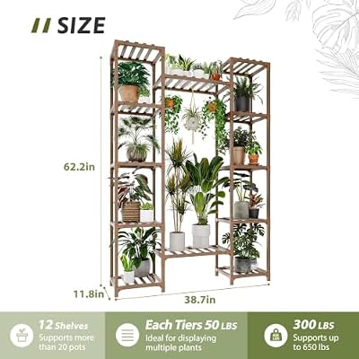 GENTINGBRO Plant Stand Indoor Outdoor 62.2“ Tall Plant Shelf Large Tiered Flower Stands for Multiple Display… — view 3