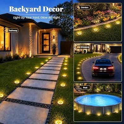 SOLPEX 10 Pack Small Solar Ground Lights, Pathway Lights Warm White — view 3