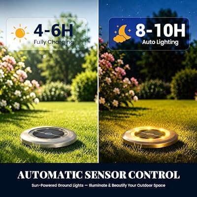 SOLPEX 10 Pack Small Solar Ground Lights, Pathway Lights Warm White — view 4