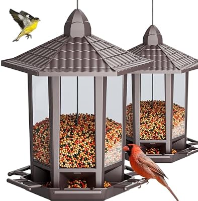 Birdream 2 Pack Bird Feeders for Outdoor, Retro Pagoda Design Fun Installation, Garden Gifts Hanging Bird Fee… — view 2