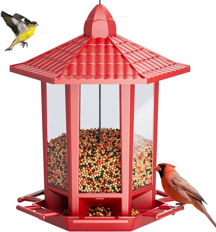 Birdream Bird Feeders for Outdoor Hanging, Fun Installation Pagoda Design Wild Birdfeeder, Attracting Wild Bi…