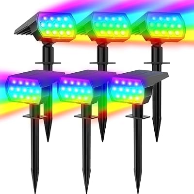 WELALO Color Changing Solar Lights Outdoor, IP68 Waterproof, RGB, 6 Pack — view 2