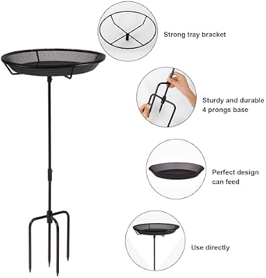 HRAYLTOP Standing Bird Feeder Bowl with 29.1 inch Iron Stand - Detachable Outdoor Decor for Garden Backyard P… — view 4