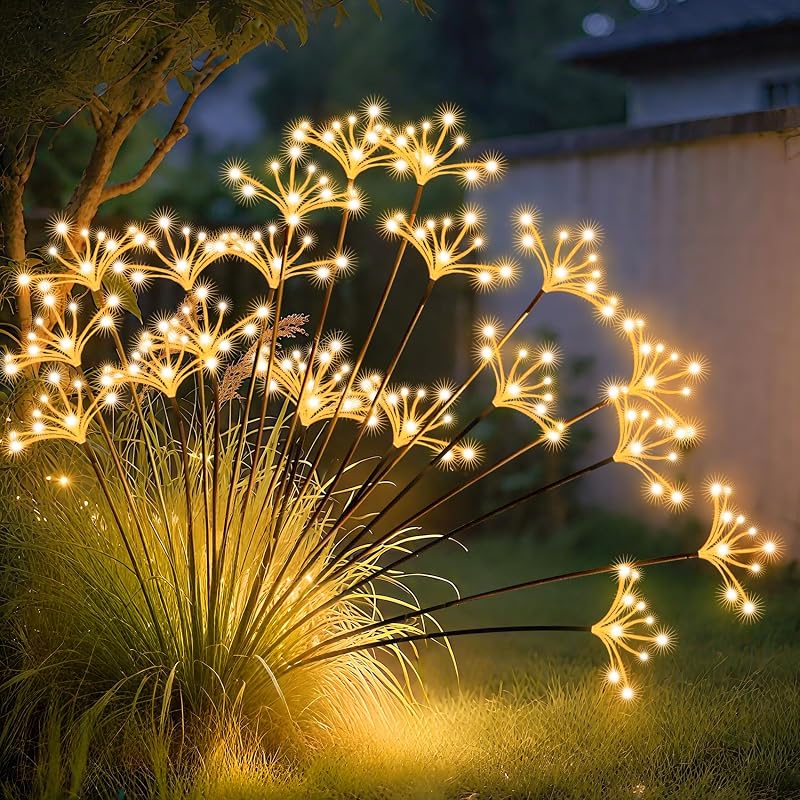 JJGoo Solar Garden Lights, New Upgraded 2 Pack Solar Swaying Starburst Light, Waterproof Fireworks Outdoor Li…