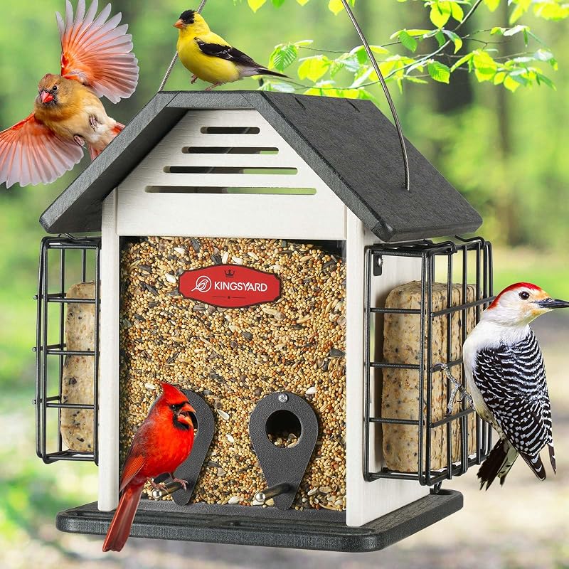 Kingsyard Large Recycled Poly Lumber Bird Feeder for Outdoor Hanging