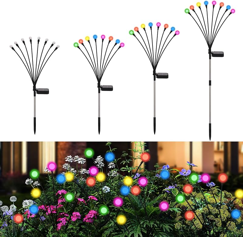 Solar Firefly Lights Outdoor Color Changing Garden Multicolor 4PK
