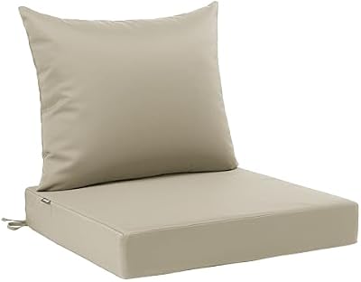 Favoyard Outdoor Patio Seat Cushions Set, 22 x 24 Inch, Waterproof, Beige — view 2