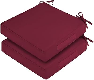 Outdoor Chair Cushions, Removable Covers, Burgundy, 19 x 19 — view 2