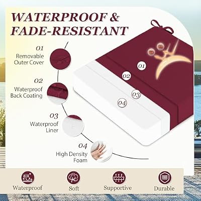 Outdoor Chair Cushions, Removable Covers, Burgundy, 19 x 19 — view 4