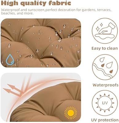 Outdoor Chair Cushion Set of 2, Black Waterproof Wicker Seat Pads — view 4
