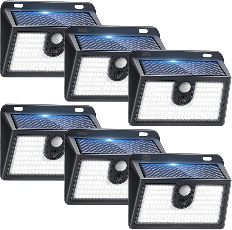 [6 Packs] Solar Motion Sensor Outdoor Lights, Super Bright Solar Lights Outdoor Waterproof, 3 Lighting Modes…