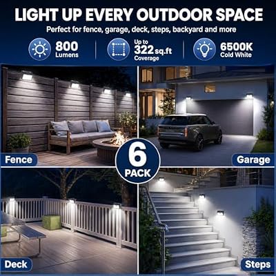 [6 Packs] Solar Motion Sensor Outdoor Lights, Super Bright Solar Lights Outdoor Waterproof, 3 Lighting Modes… — view 3
