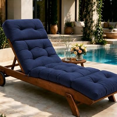 Outdoor Chaise Lounge Chair Cushions Waterproof 74.4 x 22 x 4.7 In, Blue — view 2