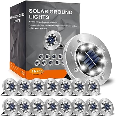 INCX Solar Lights Outdoor Waterproof, Cold White, 16 Pack Ground Lights — view 2