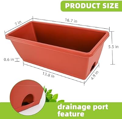 LOCONHA 7 Pack Window Box Planter, Plastic Vegetable Flower Planters Boxes — view 4
