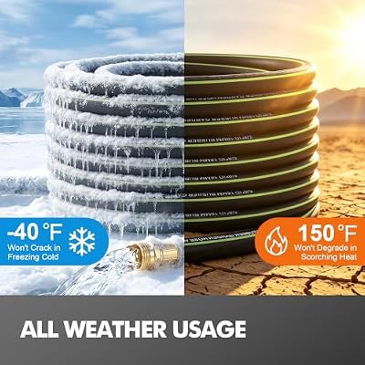 Flexible Rubber Garden Hose 100ft, 5/8" Hybrid Rubber Hose Heavy Duty — view 3