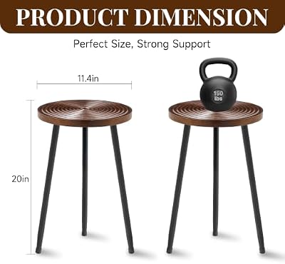 Lawn Social Tall Plant Stand Indoor, 20" Wood Metal Pedestal, Walnut — view 4