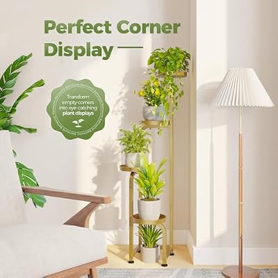 Bamworld Corner Plant Stand Indoor Outdoor Tall Metal Flower Pot Stands — view 4