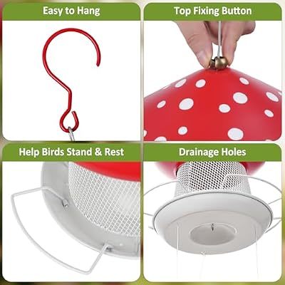Bird Feeder, Heavy Duty Metal Bird Feeders for Outdoor Hanging — view 4