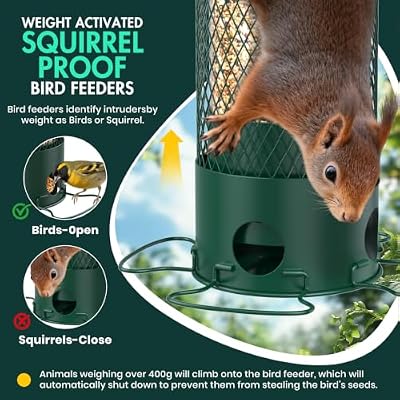 Metal Squirrel Proof Bird Feeders for Outdoors Hanging,Weight-Activated Large Capacity Feeder for Wild Finch,… — view 3