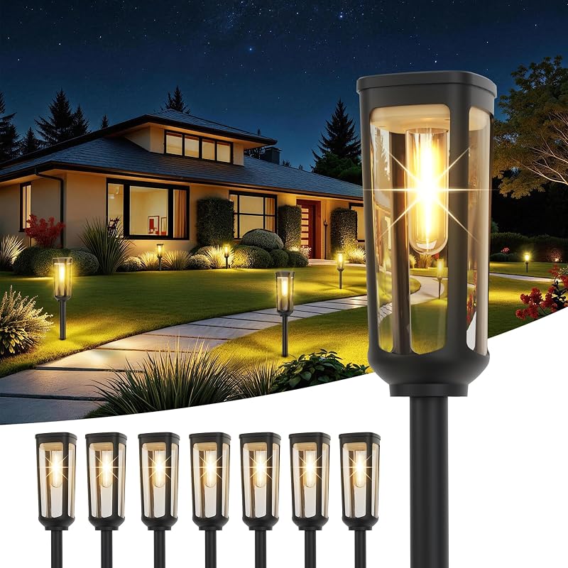 JEJOT Solar Pathway Lights Outdoor Waterproof, 8 Pack Solar Walkway Lights