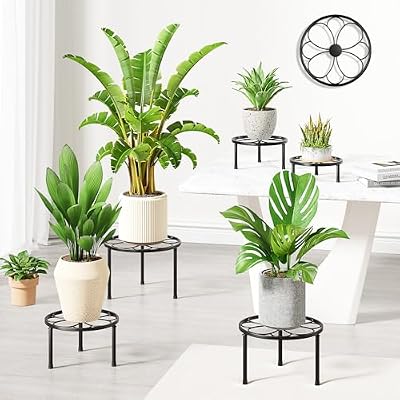 5 Pack Flower Pot Black Tables Plant Stand Indoor Outdoor(BlackFlower) — view 3